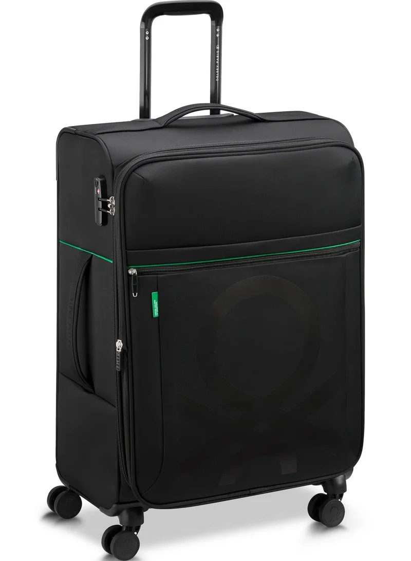 UNITED COLORS OF BENETTON  Color Block 69 Cm 4 Double Wheeled Softside Expandable Check-In Luggage Trolley Case - Black  | Best Price UAE